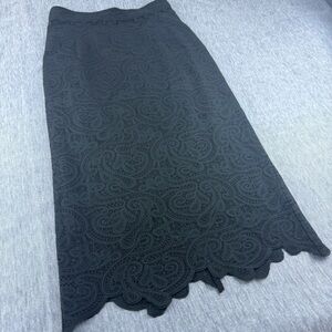 FAYEWOO Korean Brand‎ Elegant Black Midi Pencil Skirt with Embroidery